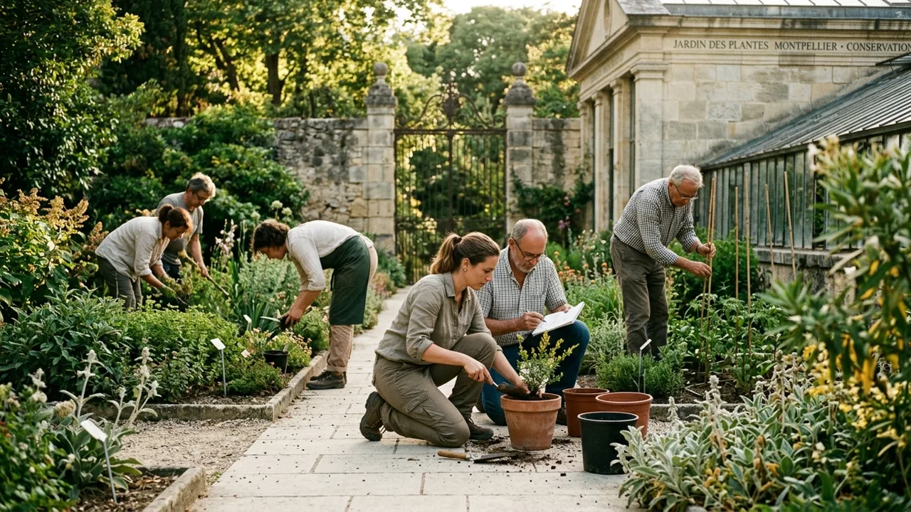 Jardins botaniques historiques et conservation de la biodiversité par l'AJJC à Montpellier